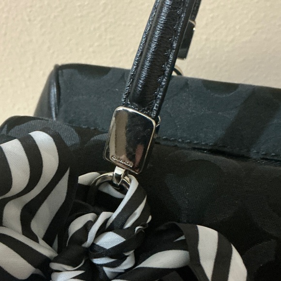 Coach Madison Op Art Sateen Madeline Satchel with silver hardware. (ECU) - Picture 8 of 14